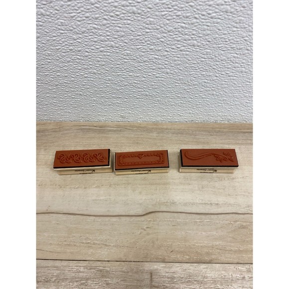 2001 Westwater Enterprises Set Of 3 Floral Wood Mounted Rubber Stamps - Picture 2 of 3